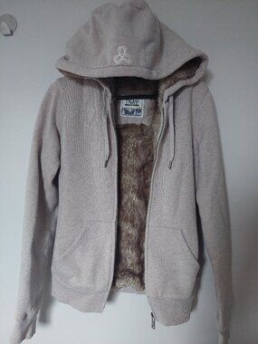 Aritzia TNA Women's XS Faux Fur Lined Hoodie Jacket Dark Gray